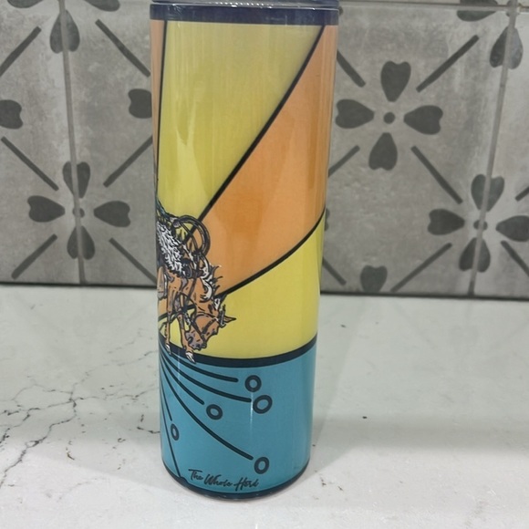 THE WHOLE HERD metal cowboy motif tall tumbler. Like new - Picture 4 of 8